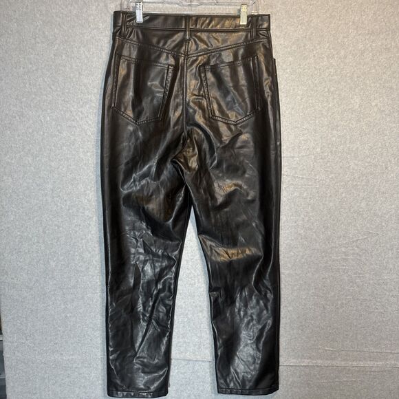 Abercrombie & Fitch Straight Ultra High Rise Vegan Leather Pants Sz 31/12 VTG - Picture 11 of 13